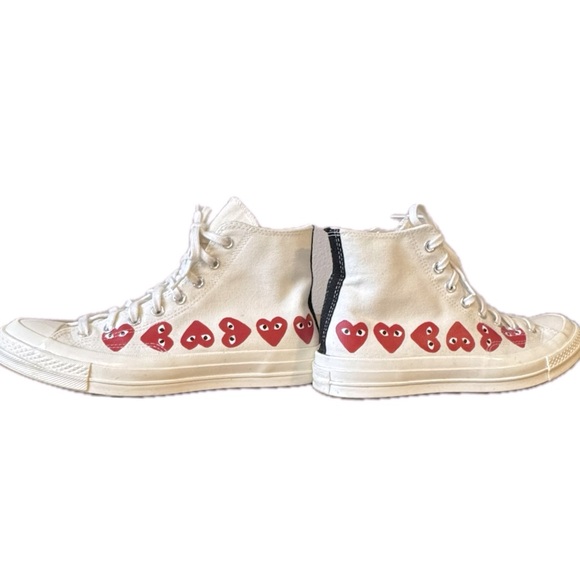 Converse-Comme des Garçons PLAY All Star 70 Hi top multi heart white Wom 11 M 9 - Picture 2 of 11